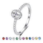 Adorable April Birthstone Stackable Rings for Girls: Sterling Silver Women Stacking Ring Promise Ring Size 4 for Teens Daughter Friend - Christmas Anniversary Birthday Gifts Jewelry