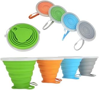 Collapsible Cup - Portable Silicone Foldable Cup With Lids - Colorful Expandable Folding Cup For Travel, Camping, Hiking, Survival, Car, Picnic, Beach, Holiday Vacation, Outdoor Sport [7.10oz](4 pack)