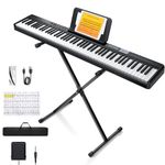 Donner Piano Keyboard 88 Keys, Beginner Digital Keyboard Piano Velocity-Sensitive Keys, Portable Electric Piano with Stand, Sustain Pedal, Carrying Case and Keyboard Stickers, DEP-1