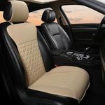 Black Panther 1 Piece Luxury PU Leather Front Car Seat Cover Protector Compatible with 95% Cars - No Heating (Saloon/SUV/Pickup Truck/Van) - Beige