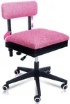 Pink Power Sewing Chair with Wheels and Adjustable Back Support - Hydraulic Armless Machine Chair for Crafting, Quilting, Artists - Sewing Room Furniture - Ergonomically Designed Professional (Pink)