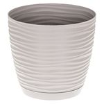 KORAD 3D Sahara Indoor Outdoor Plant Pots with Saucer. Plastic Modern Decorative Planter with Drainage Holes. Available in 7 Sizes and 8 Colours (H 4 in (10 cm) - D 4.3 in (11 cm), Light Grey)