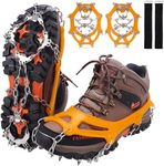 WIN.MAX Crampons for Shoes, Traction Cleats Ice Snow Grips with 19 Stainless Steel Spikes, Shoe Talons Anti - Slip Boots Spikes for Walking, Jogging, Climbing and Hiking (Yellow, XL)