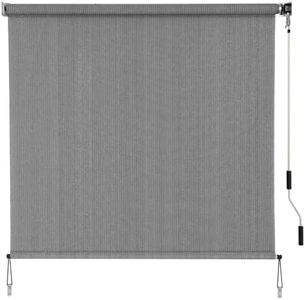 SMONTER Outdoor Sunshade Roller Shade 8'W x 8'H (96" Wx96 H), Exterior Cordless Roll Up Shades Blinds, UV Protection Shade Cloth with Crank Operation for Outside Windows Patio Porch Gazebo, Dark Grey