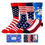 HAPPYPOP Gifts for Doctor Patriots Math Lover - Teeth Dentist Nurse Math Space Astronomy Lover Socks, America Flag 4 Pack, Medium