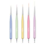 TEOYALL Double Ended Nail Art Brushes, 5 PCS Nail Design Painting Tools including Nail Fine Liner Brushes and Nail Dotting Pens