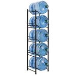 5 Gallon Water Bottle Holder 5 Tier Detachable Water Cooler Jug Holder Storage Rack Heavy Duty Gallon Water Jug Organizer Shelf for Home Kitchen Office Breakroom, Black