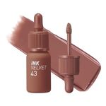 Peripera Ink the Velvet Lip Tint | High Pigment Color, Longwear, Weightless, Not Animal Tested, Gluten-Free, Paraben-Free | 0.14 fl oz (043 CAFFEINE NUDE)