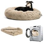 Lucpetk Anti Anxiety Calming Dog Bed for Large Medium,Faux Fur Round Pet bed with Removable Cover,Machine Washable Donut Cuddler Cat Plush Nest