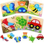 Magifire Wooden Puzzles for Toddlers 1-3, Set of 6 Montessori Puzzles for 1 Year Old, Toddler Puzzles, Baby Puzzles Wooden Toys, Includes Storage Bag and Giftable Box