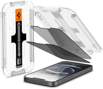 SPIGEN EZ Fit Privacy for iPhone 16e Screen Protector, iPhone 14/13/13 Pro Screen Protector, Easy Application Auto Alignment Installation Tray Oleophobic Coating 9H Anti Spy Tempered Glass [2-Pack] - Black