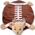 Bearington Baby Touchdown Tummy Time Mat, 30 x 30 Inch Football Teddy Bear Plush Stuffed Animal Blanket, Baby Boy Football Nursery Décor