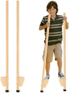 DoubleFill 1 Pair Wood Stilts for Kids 8-12 Kids Stilts 57.5 Inch with Smooth Coating, Highly Adjustable, Outdoor Toys for Children Adults