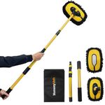 YeewayVeh Car Wash Brush with Long Handle, 55 inch Car Wash Mop with 2 Replaceable Microfiber Brush Head, Soft Cleaning Brush with 15° Curved Extension Pole Car Wash Kit for RV Truck Camper, Yellow