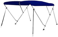 SereneLife Waterproof Boat Bimini Top Cover - 67-72" W 3 Bow Bimini Top Sun Shade Boat Canopy - 1" Double Wall Aluminum Frame Tubes, 2 Front Straps, 2 Rear Support Poles, Storage Boot SLBTW72B, Blue