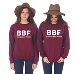 Sanfran - BBF Blonde Brunette Best Friend Matching Besties Jumper Sweater - Small & Small/Maroon