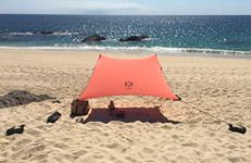 Neso Tents Beach Tent with Sand Anchor, Portable Canopy SunShade - 2.1m x 2.1m - Patented Reinforced Corners (Coral)