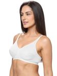 Lovable Women Cotton Non-Padded Seamed Wire-Free V-Neck with Adjustable Straps Full Coverage Saree Bra (White_Size-44B) - CES-218