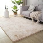 Amazelo Cart Shaggy Floor Carpets for Living Room, Elegant Bed Side Runner, Modern Carpets for Bedroom, Drawing Room, Kids Room, Soft Sofa Carpets for Living Room [Size 3x5 feet, Color Beige]