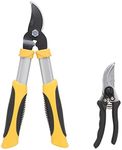 Edward Tools Lopper and Pruner Set - Heavy Duty Heat Treated Carbon Steel Blades - 1 1/2" Lopper Diameter Cut