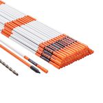 VEVOR Driveway Markers, 50 PCS 48 inch, 0.31 inch Diameter, Orange Fiberglass Poles Snow Stakes with Reflective Tape, 12" Steel Drill Bit & Protection Gloves for Parking Lots, Walkways Easy Visibility