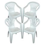 CrazyGadget Plastic Garden Low Back Chair Stackable Patio Outdoor Party Seat Chairs Picnic White Pack of 4 (X4)