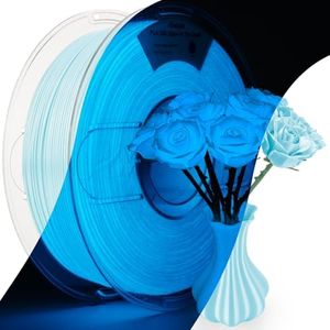 Amolen Glow in The Dark Filament Pla, Silk & Glow Blue 3D Printer Filament 1.75mm Blue, Best with UV Lamps, Dimensional Accuracy +/- 0.02 mm 1KG(2.2lb), Compatible with Most 3D Printers