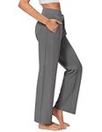 PINSPARK Yoga Pants Women's Leggings Jogging Pants High Waist Breathable Sun Protection Leisure Pants Running Pants Sports Pants Flared Pants Outdoor Training Pants with 4 Pockets Dark Gray L