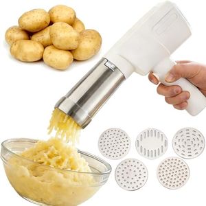 Electric Potato Ricer, 15s Quick Smooth Tasty Clog-Free Potato Mash, Food Grade Stainless Steel Potato Ricer with Ergonomic Handle, 1500mAh Long-Lasting Rechargeable Battery, Easy to Use and Clean