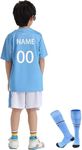 Eoklikla Personalised Soccer Jersey Man City Tracksuit, Home Kits for Boys Men's Football Training Shirts Shorts and Socks Activewear Football Kit Sportwear Soccer Jersey for Adults and Kids