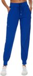 COZYFIT Womens Scrub Pants - Soft Stretch Yoga Style with 5 Pockets, Slim Fit Jogger Scrubs Pants for Women Royal Blue