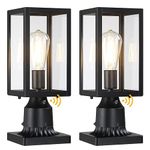 Dusk to Dawn Outdoor Post Lights with Pier Mount Base, 2-Pack Modern Lamp Post Light Fixture Waterproof Pole Lights Outdoor Column Lights Exterior Post Lantern with Clear Glass for Garden Patio