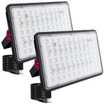 Indmird 2 Pack 200W Led Outdoor FloodLight, Exterior Flood Lights, Led Stadium Lights, Plug in Flood Light, for Yard, Garden, Playground, Lawn, Garages,Basketball Court, Stadium