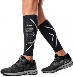 2XU Compression Calf Guards, Black/Black, Small