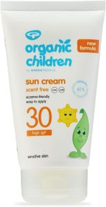 Green People Organic Children Sun Cream SPF30, Scent Free, 150ml – Vegan, Reef Safe