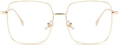 Dollger Blue Light Blocking Glasses women Anti Glare UV Filter Computer Gaming Glasses Retro matal square Eyeglasses Frame, 1,blocking Glasses Gold Frame, Large