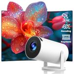 Mini Projector with WiFi and Bluetooth, Support 4K Projector Full HD with Automatic Vertical Keystone Correction 270° Rotation Projector and Android 11.0 Compatible with Phone/HDMI/USB-White