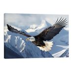 MODOJOART Eagle Canvas Wall Art, Flying Eagle Painting Print American Bald Eagle Poster Picture for Bedroom Study Decor(Artwork-01, 24"x16")