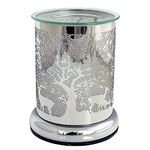 Scented Wax Melt Burner Electric Touch Control Aromatherapy Diffuser Lamp with Stag and Deer Silhouette Forest Scene