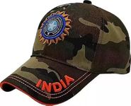 Bynomo Army Print India Cricket Cap-Original Quality Head Caps for Men-Unisex Mens Cap Branded with Adjustable Buckle Caps Men for All Sports (Military Green indiaa)