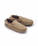 THE SAVILE ROW COMPANY LONDON Men's Classic Moccasin Faux Fur Lined Slippers - Brown Dogtooth - 9