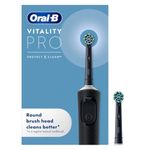 Oral-B Vitality Pro Electric Toothbrushes for Adults, for Him/Her, 1 Handle, 2 Toothbrush Heads, 3 Brushing Modes Including Sensitive Plus, 2 Pin UK Plug, Black (Packing May Vary)