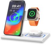 EXW Wireless Charger Stand 3 in 1,Charging Station for Apple Devices, Fast Wireless Charger for iPhone 16 15 14 13 12 11 Pro & Max Series, AirPods Pro4/3/2, Apple Watch10/9/8/7/6/SE/5/4/3/2 (White)