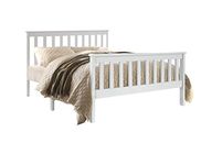 BUYEREMPIRE 4ft Small Double Wood Bed Frame with Mattress Sprung Gel Memory Foam White Pine Solid wood Bed Frame Shaker Style UK (4FT Small Double)