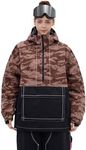 SNOWVERB Womens Baggy Snow Insulated Jacket Winter Waterproof Big Cargo Pocket Windproof Snowboarding Jacket with Hood (US, Alpha, Small, Regular, Regular, Desert Camo/Black)