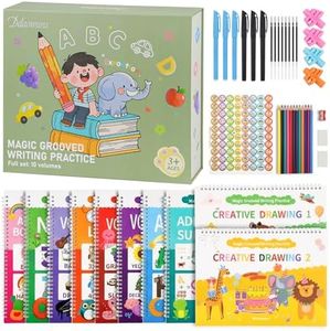 Ddaowanx Magic Grooved Writing Practice for Kids Ages 3-8,Reusable Handwriting Practice Busy Book,Large Size 8.3" x 11.2" Toddler Activity Book–Gifts for 3-5 Year Old Boys and Girls
