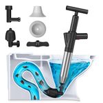 TheElves Toilet Plunger,High Pressure Air Drain Blaster Kit,Stainless Steel Plungers for Bathroom/Floor Drain/Shower/Sink/Bathtub/Clogged Pipe-Black