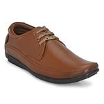 egoss Stretch Premium Genuine Leather Derby Formal Shoes for Men (Tan-6)-GS-347