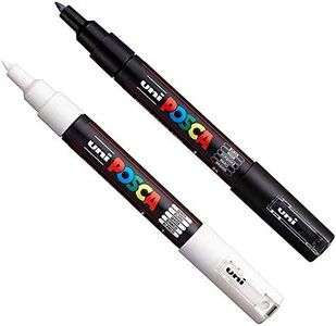 Posca - PC-1M 0.7mm Bullet Tip Pen Marker - Extra Fine - Back & White - 2 Pack