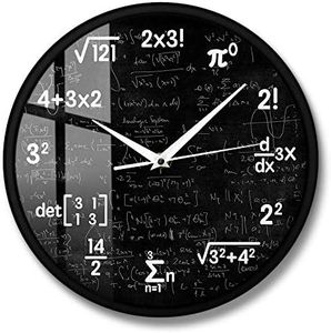 Ecuaciones y notaciones matemáticas Pizarra de matemáticas Reloj de Pared Friki Regalos educativos para niños Maestros Decoración de Aula de Escuela (Marco de Metal)